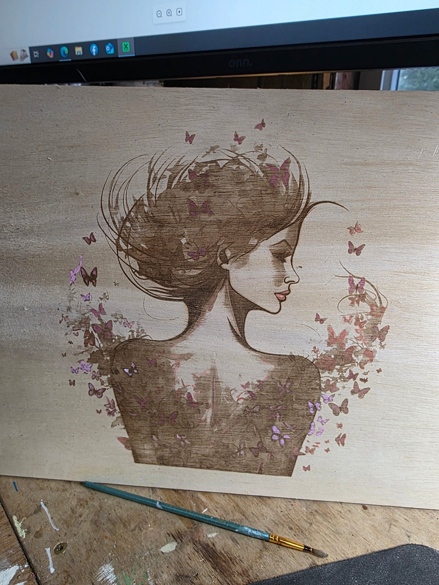 Breast Cancer awareness Woman with pink butterfly