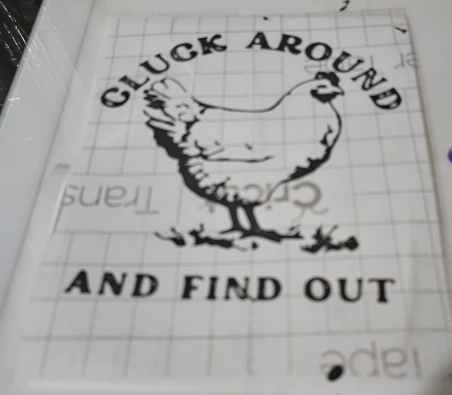 Cluck around car decal