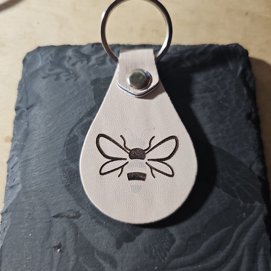 Leather key chain with bee